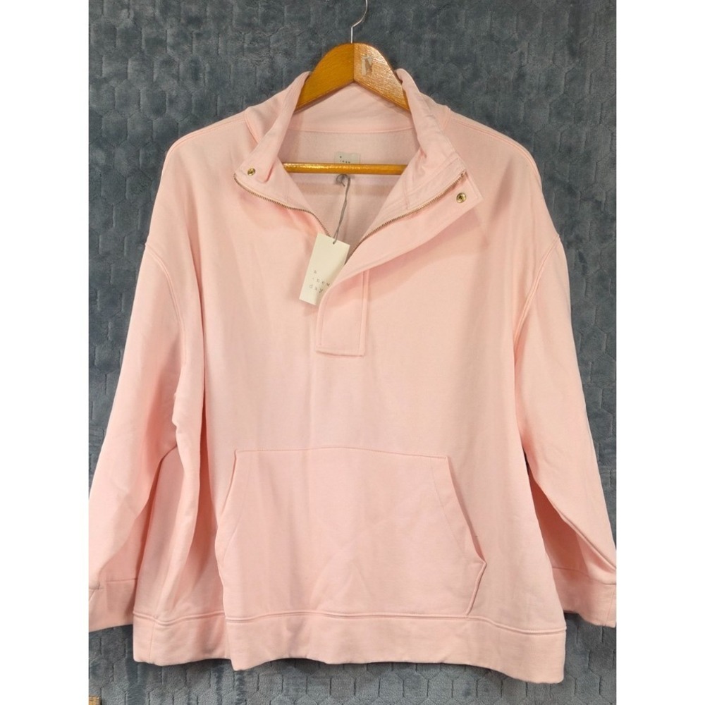 A New Day Women's All‎ Day Fleece 1\4 Zip Sweatshirt Bright Pink 3X
